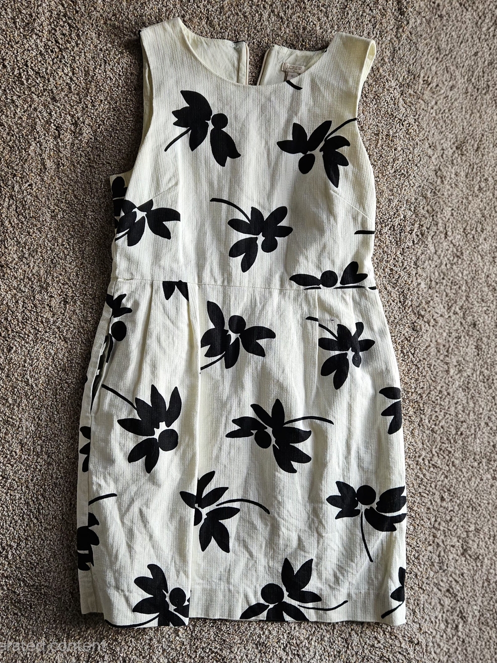 J.Crew Sleeveless Black Floral Print Sheath Dress - White/Black